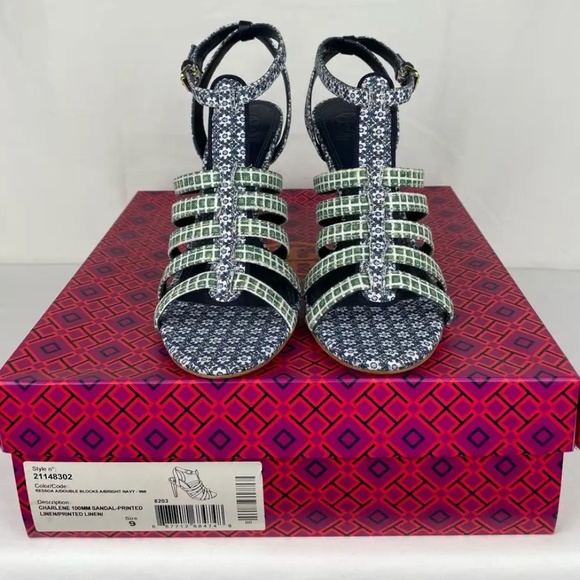 Tory Burch Charlene Printed Sandal, Ressoa Blue - Picture 6 of 10